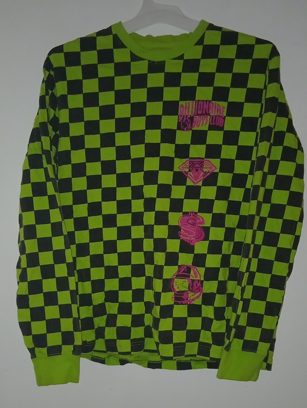Billionaire Boys Club Green And Black Checkered Long Sleeve Shirt Size Small